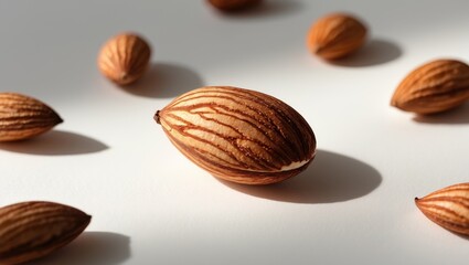 Poster - Close-up of isolated almond on white background