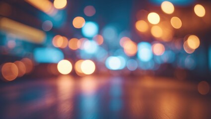 Poster - Abstract city background with bokeh blur and festive glow