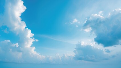 Wall Mural - bright summer sky with beautiful white clouds and scenic view
