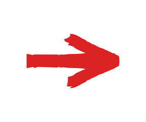 Poster - Red arrow grunge sign icon. Doddle arrow illustration on transparent background.
