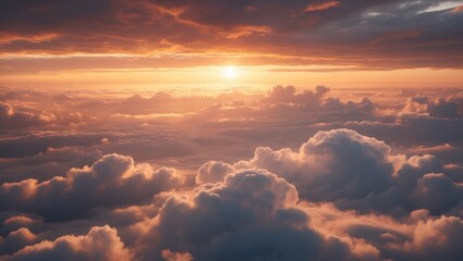 Poster - Stunning cloudscape viewed from a bird's eye perspective at sunrise