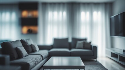 Aufkleber - Blurred background of a modern living room interior