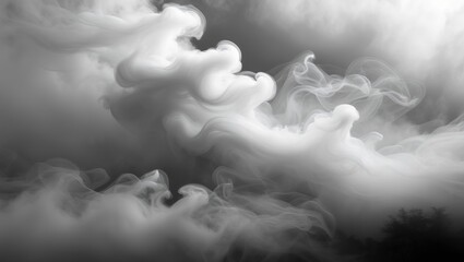 Poster - Abstract fog cloud with smoke overlay effect and transparent black background