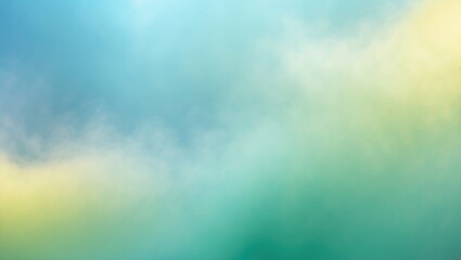Poster - Neon-inspired abstract background with pastel blue, yellow, and green light, featuring foggy, soft glass textures and colorful gradation.