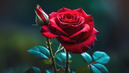 Poster - Stunning red rose beginning to bloom