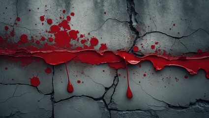 Aufkleber - An abstract depiction of red paint streaks and splatters on a textured surface