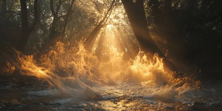 Radiant splash background with a streaming fluid fog effect