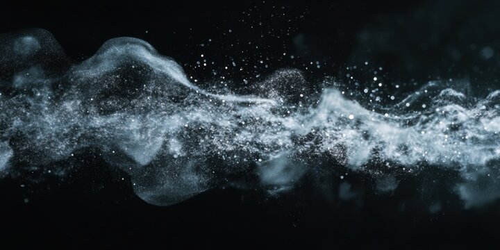 Streaming fluid fog element on a radiant splash backdrop