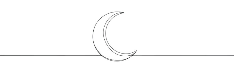 Wall Mural - Moon linear background. Hand drawn crescent. Vector illustration.