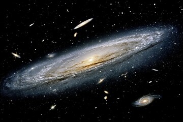 Poster - Vast galaxy clusters showcasing spiral and elliptical shapes in the dark expanse of space