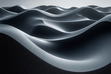 Poster - Waves of smooth sand create a mesmerizing landscape resembling rolling waves at an indoor art installation