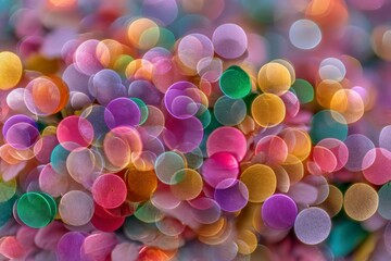 Poster - Colorful abstract circles create a dreamy atmosphere in a soft focus setting during a vibrant celebration or artistic display