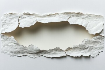 Poster - Torn white paper creating an empty space showcasing texture and depth in a minimalist style