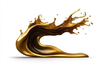 Poster - Yellow oil splash isolated on a white background, a detailed illustration, a high-resolution professional photograph. The ultra-high-resolution photography captures the subject in sharp focus