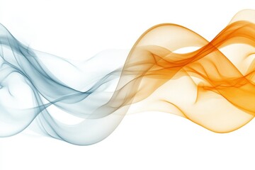 Leinwandbilder - Colorful flowing abstract smoke waves in blue and orange against a clean white background