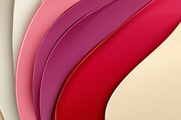 Fototapete - Colorful wavy patterns in shades of pink and beige create a modern abstract design in a minimalist setting