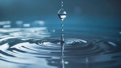 Poster - blue water drops creating ripple patterns