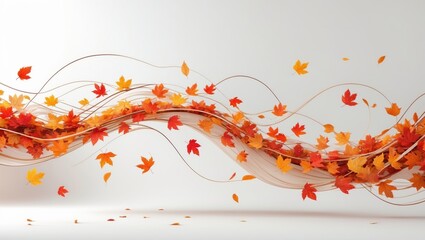 Poster - Autumn leaf wave on a white background