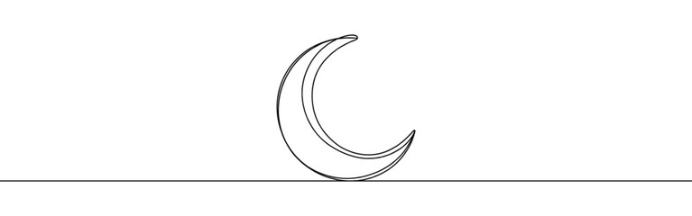 Wall Mural - Moon linear background. Hand drawn crescent. Vector illustration.