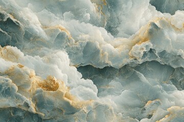 Leinwandbilder - Swirling clouds with golden accents create a serene abstract landscape in soft hues