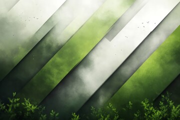 Fototapete - Abstract design of green stripes and mist creating a serene nature-inspired artwork
