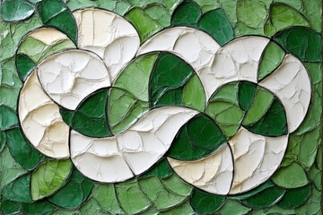 Leinwandbilder - Colorful abstract mosaic design featuring green and white shapes in a flowing pattern