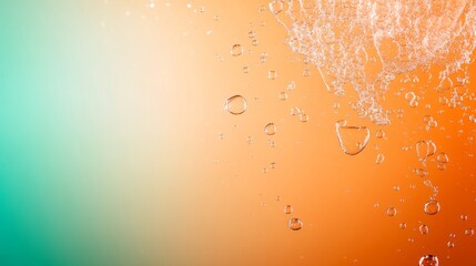 Leinwandbilder - A dynamic design features translucent bubbles of various sizes floating against a vibrant gradient background transitioning from orange to teal