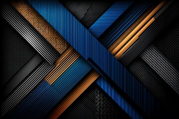 Aufkleber - Vibrant geometric patterns with blue, gold, and black textures creating an abstract composition showcases modern design elements
