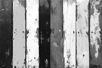 Poster - Texture of weathered wood panels in grayscale showcasing a mixture of black, white, and gray tones