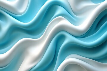 Leinwandbilder - Flowing blue and white fabric creates a calming and serene texture in soft waves