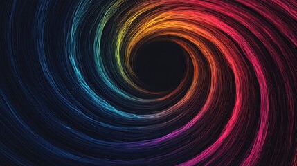 Poster - Colorful Swirling Patterns in a Black Background Creating Abstract Spiral Visual Effects for Design Projects