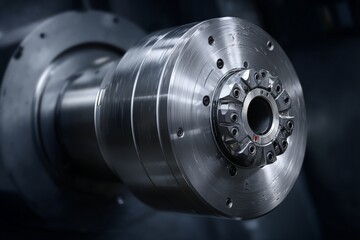 Aufkleber - High precision metalworking tool showcased in a modern manufacturing facility under dim lighting conditions