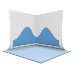 Poster - Simple Studio Background with Light Blue and White Curved Design, isolated on transparent background.