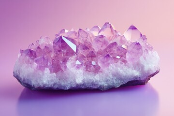 Aufkleber - Beautiful amethyst crystal cluster showcasing vibrant purple hues and clear facets against a soft pastel background