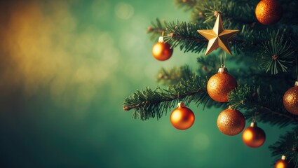 Poster - A decorated Christmas tree with ornaments and lights
