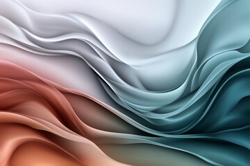 Aufkleber - A flat vector background with soft pastel colors, featuring an abstract representation of waves and sand dunes in the desert. The design incorporates muted teal, sandy beige, and warm coral
