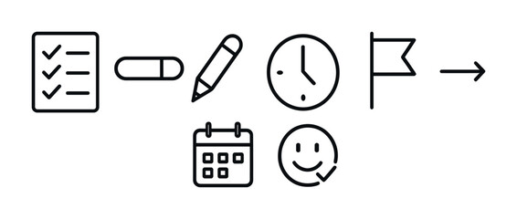Poster - Minimalist task management icons set: linear design for efficient workflow