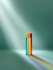 Aufkleber - Rainbow Inhaler Suspended on Mint Background With Soft Illumination Creating a Vibrant Atmosphere