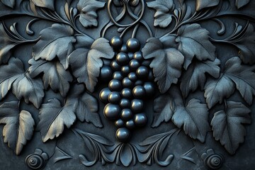 Poster - Grapes sculpted in intricate detail against a textured backdrop showcasing nature's elegance in an artistic display