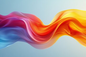 Fototapete - Colorful abstract wave blending shades of orange, pink, and blue creating a smooth and dynamic visual effect in a digital background