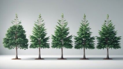 Aufkleber - Isolated tropical bush shrub and pine tree on background