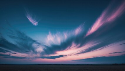 Wall Mural - dramatic cloud-filled sky panoramic view at sunset