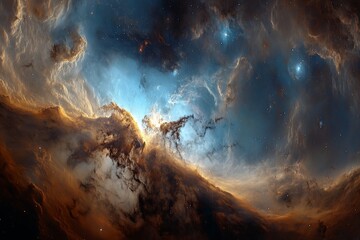 Poster - Stunning cosmic nebula glowing in vibrant colors captured in the depths of space
