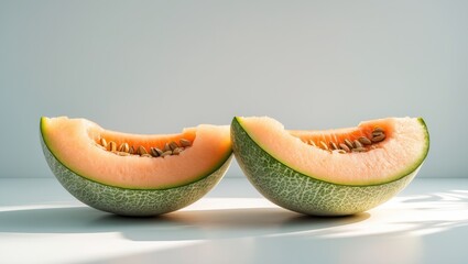 Aufkleber - Isolated image of melon slices with seeds on white background