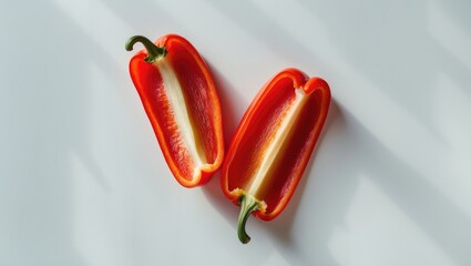 Aufkleber - Two pieces of fresh red bell pepper on a white background