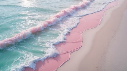 Aufkleber - Aerial perspective of stunning pastel pink and blue beach