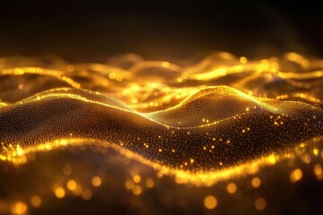 Poster - Wave-like golden patterns create a mesmerizing visual display in dynamic lighting