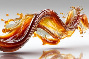 Poster - Dynamic swirls of liquid caramel create an artistic and mouthwatering display