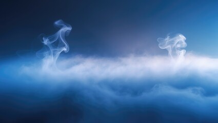 Poster - Elegant blue gradient background featuring steam for design with gentle surface lighting
