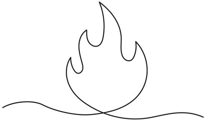 Poster - Burning fire flame continuous line drawing. Vector illustration isolated on white.